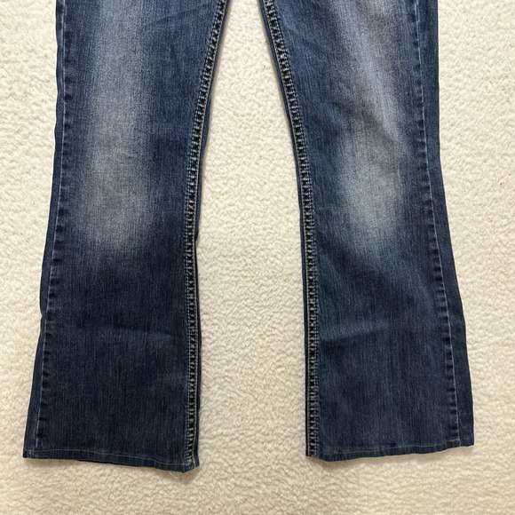 Silver Eden Boot Cut Distressed Medium Wash Embroidered Denim Size 32 - Picture 6 of 13